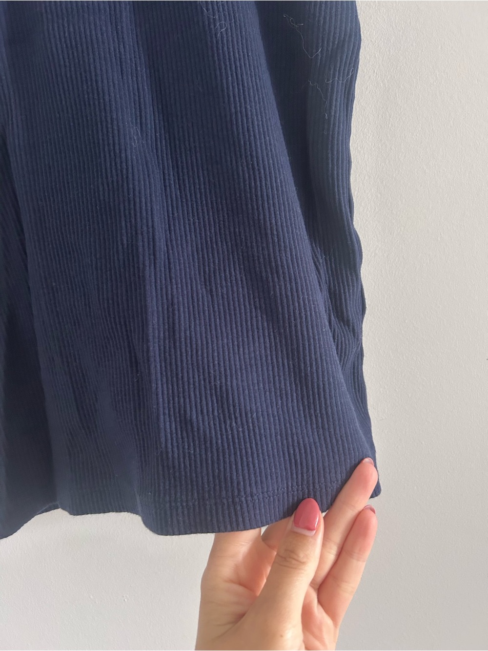 J. Crew Navy Ribbed Ruffle Sleeve Tank - Picture 2 of 9